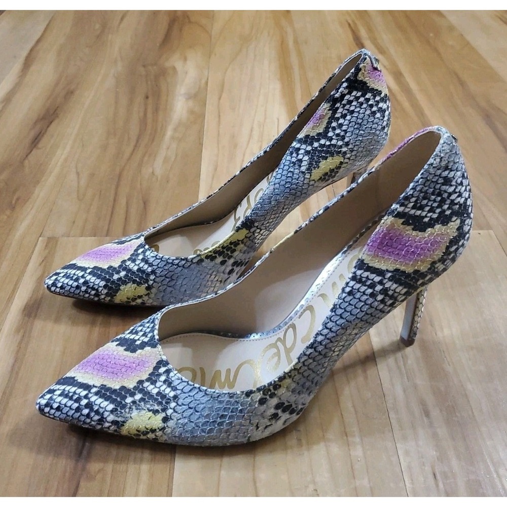 Sam Edelman Hazel Lilac Snake Print Pumps Stiletto Pointed Toe Leather Size 9.5